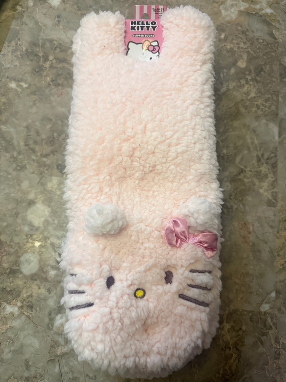 Hello Kitty Plush Pink Kids/Adult Slipper Socks with Satin Bow